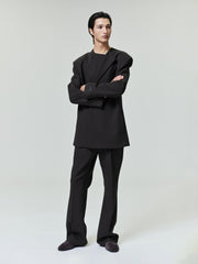 Double Weave Wool Tailored Flared Pants