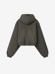 Womens Embossed FW26 Cropped Zip-Up Hoodie
